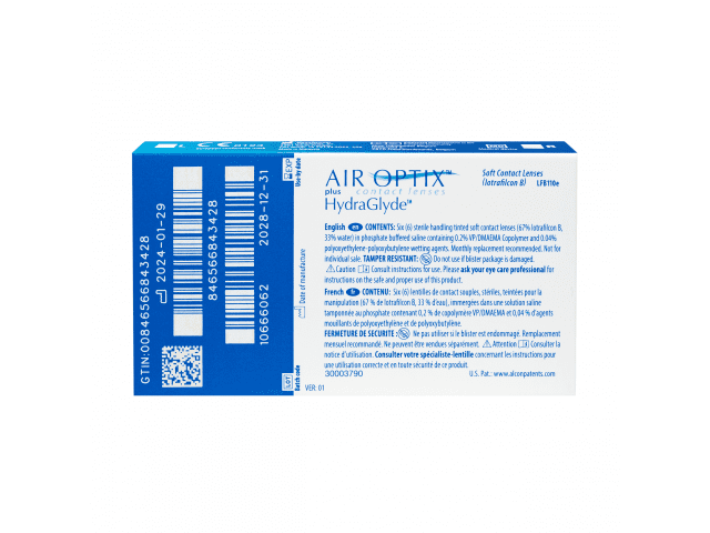 Air Optix® Plus HydraGlyde® (6 лещи) + Подарък разтвор Opti-Free Pure Moist 60 ml с контейнер месечни контактни лещи