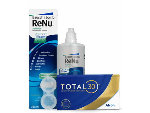 TOTAL30® (2 лещи) + Разтвор Renu 360 ml + 60 ml Пакет с TOTAL 30