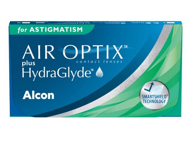 Air Optix® HydraGlyde® for Astigmatism (3 лещи) + Подарък разтвор Opti-Free Pure Moist 60 ml с контейнер астигматични контактни лещи