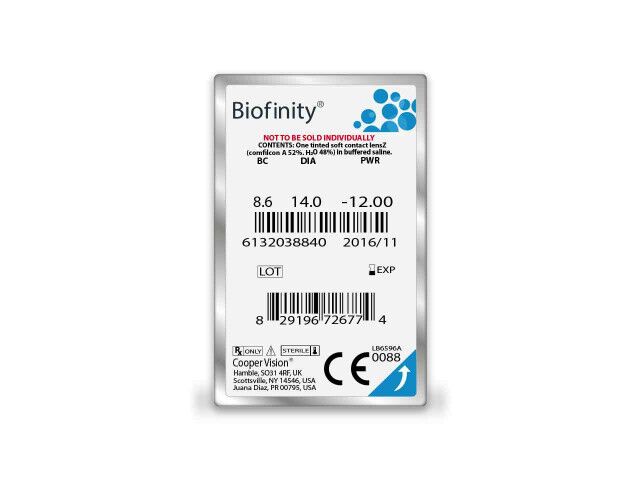 Biofinity® (6 лещи) + Подарък разтвор Opti-Free Pure Moist 60 ml с контейнер месечни контактни лещи