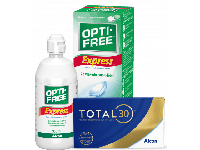TOTAL30® (2 лещи) + Разтвор Opti-Free Express 355 ml Пакет с TOTAL 30