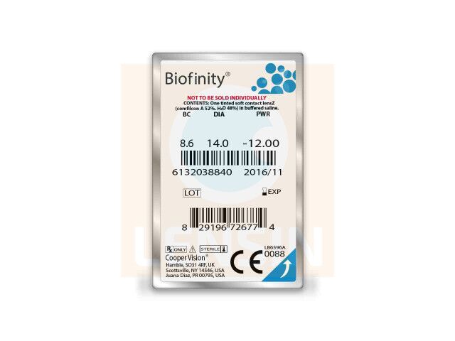 Biofinity® (6 лещи) + Подарък разтвор Opti-Free Pure Moist 60 ml с контейнер месечни контактни лещи
