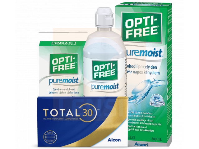 TOTAL30® (2 лещи) + Разтвор Opti-Free Pure Moist 300 ml Пакет с TOTAL 30